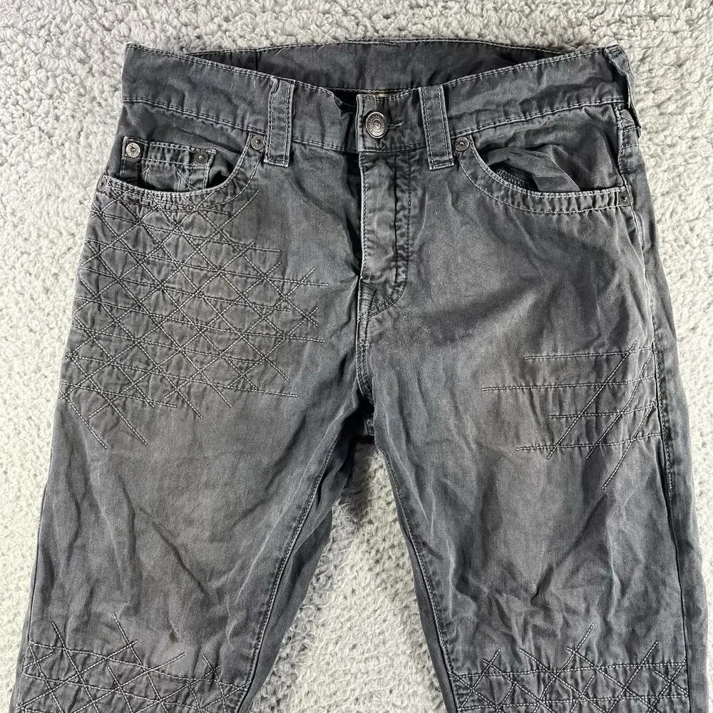 True Religion Dean Slim Relaxed Geo Quilted Pants Grey 32x32 READ
